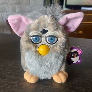1998 Grey + Tan striped Furby NWT